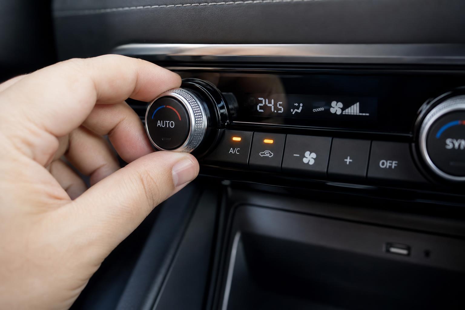 Controles do ar-condicionado no painel do carro